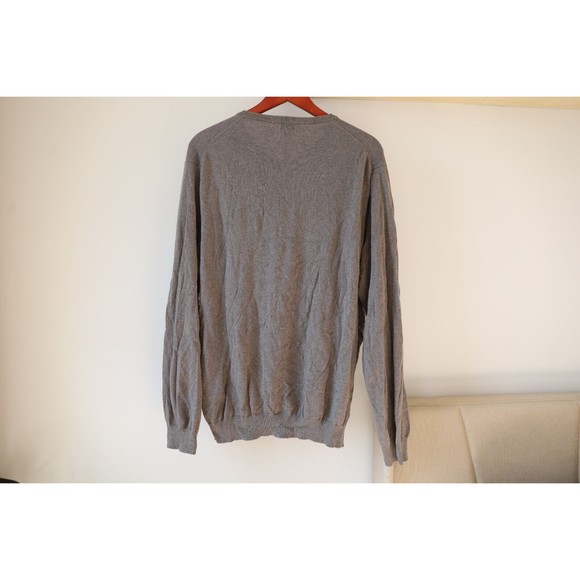J.Crew Mens Sz XLT v-neck Sweater Pullover Cashmere Blend Gray Monogrammed "RAS" - Picture 3 of 5